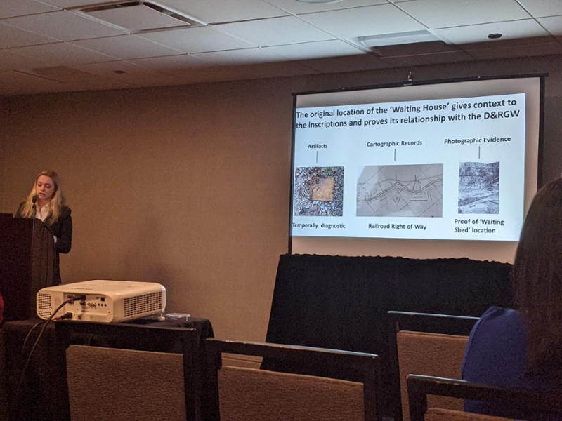 Amalie Hipp ('22) presenting Senior Capstone research at the 2022 Annual Meeting of the Society for American Archaeology in Chicago, IL. <span class="cc-gallery-credit"></span>